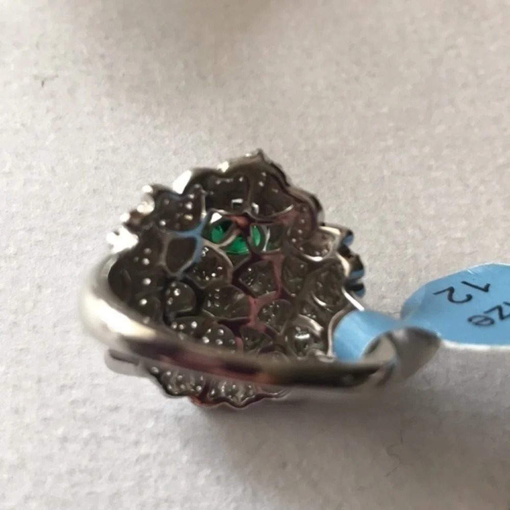 925 silver Rhinestones ring green stones - Picture 8 of 9